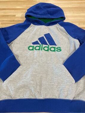 adidas Blue, Gray & Green Kids Hoodie Sweatshirt